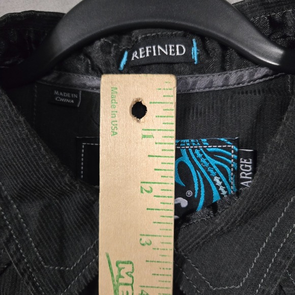 Roar Shirt Mens 2XL XXL Black Embroidered‎ Y2K designer slim fit long sleeve - Picture 5 of 12